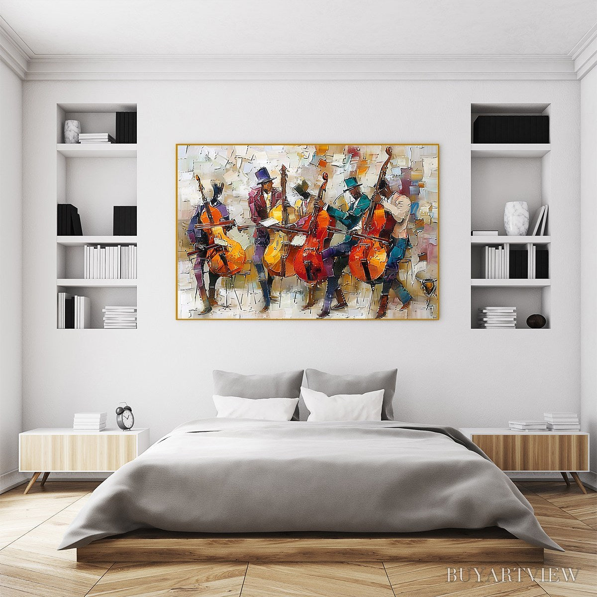 ARTOVITAS Cellos in Harmony – Textured Musicians Oil Painting - image 5