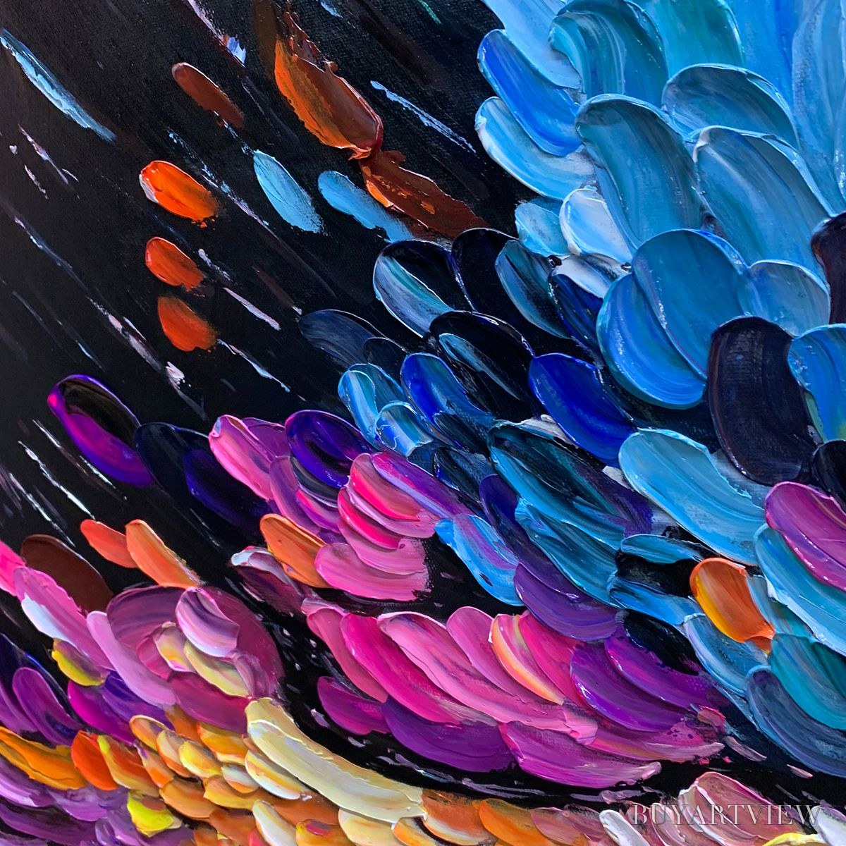 ARTOVITAS Cosmic Burst – Textured Impasto Abstract Oil Painting - image 6