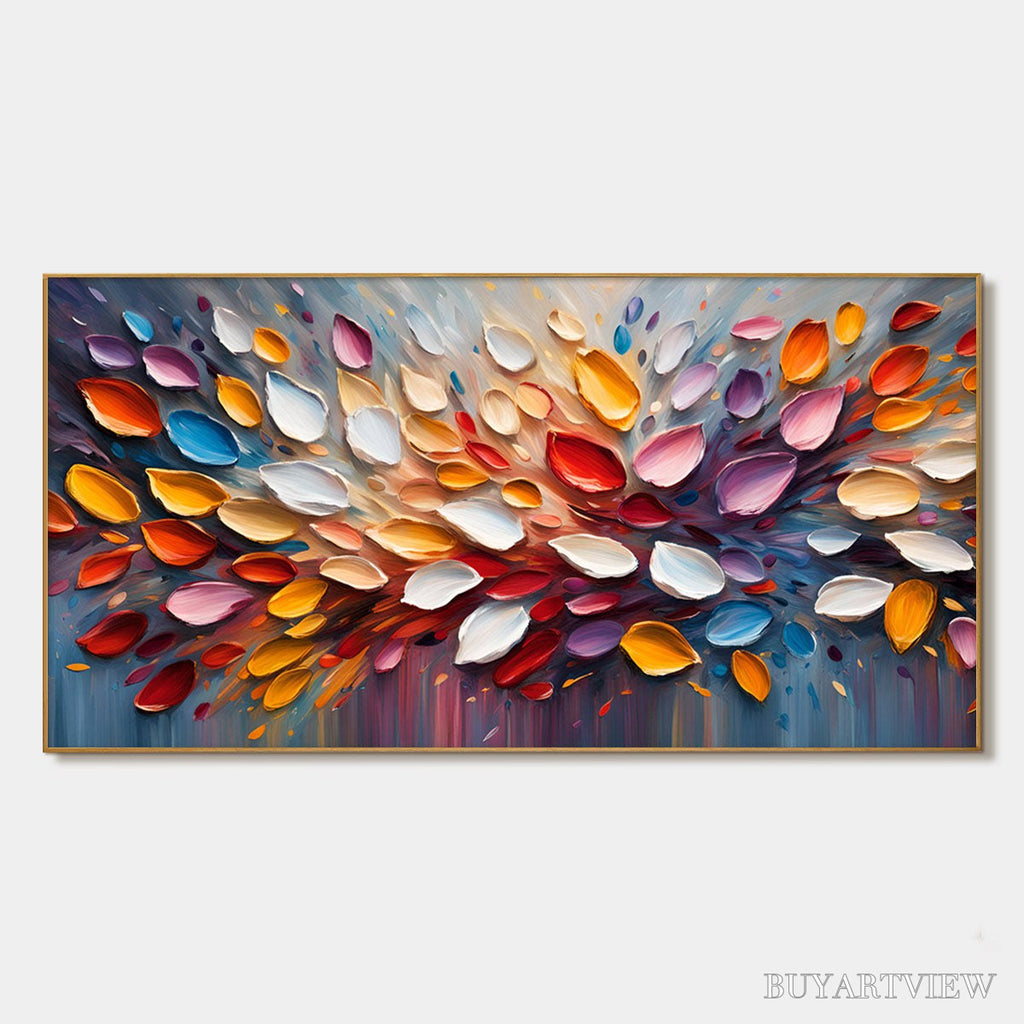 ARTOVITAS Autumn'S Burst – Textured Abstract Leaf Oil Painting - image 1