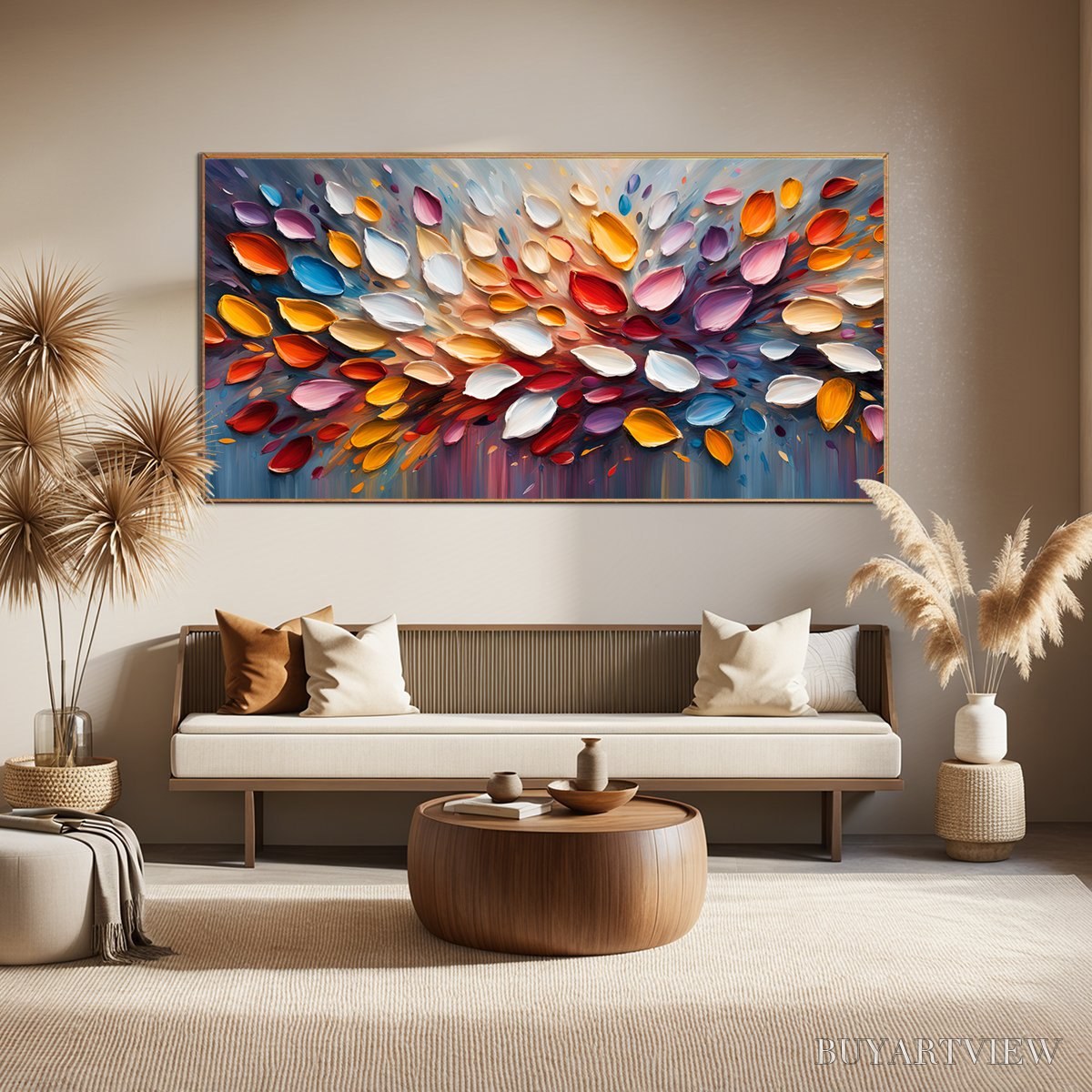 ARTOVITAS Autumn'S Burst – Textured Abstract Leaf Oil Painting - image 2