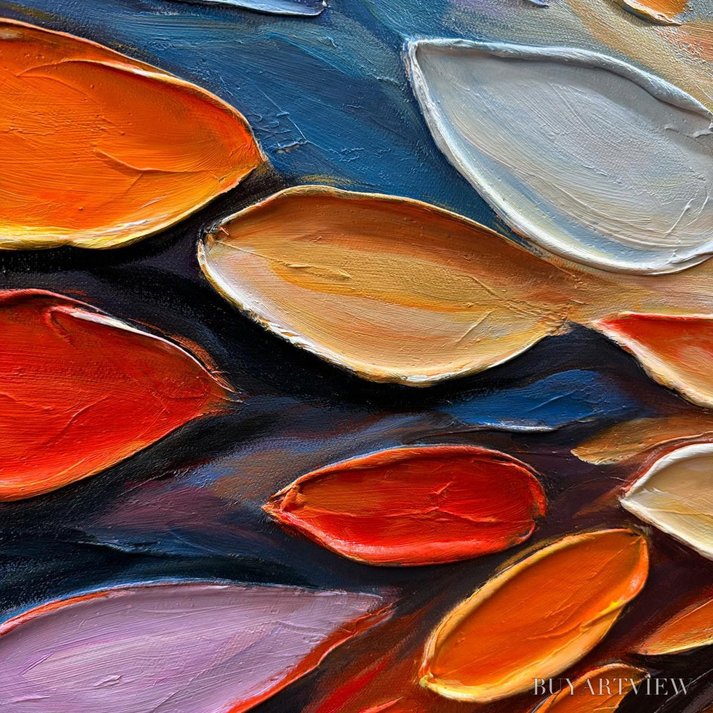 ARTOVITAS Autumn'S Burst – Textured Abstract Leaf Oil Painting - image 3