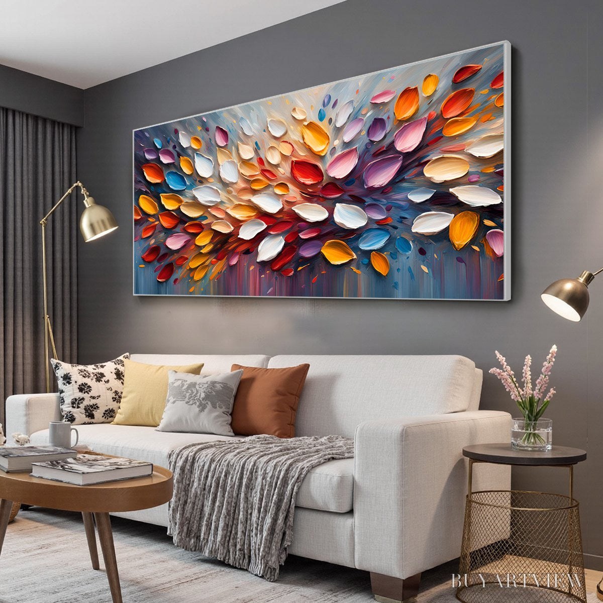 ARTOVITAS Autumn'S Burst – Textured Abstract Leaf Oil Painting - image 4