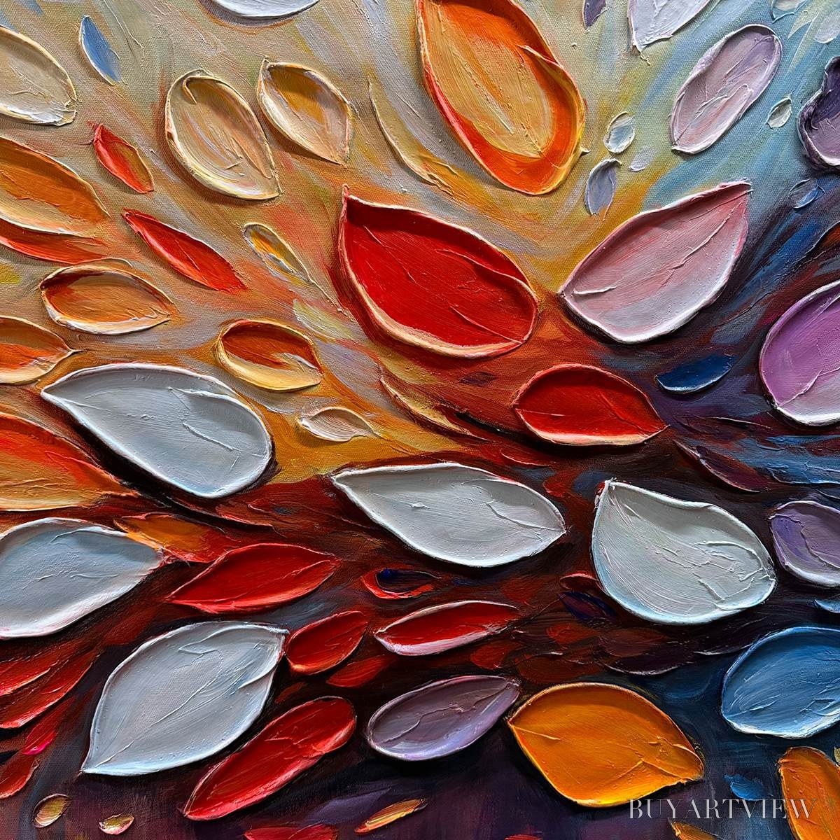 ARTOVITAS Autumn'S Burst – Textured Abstract Leaf Oil Painting - image 5