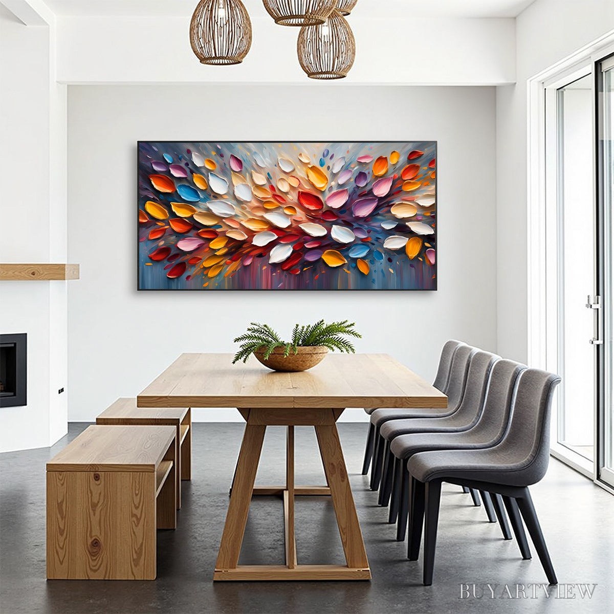ARTOVITAS Autumn'S Burst – Textured Abstract Leaf Oil Painting - image 6