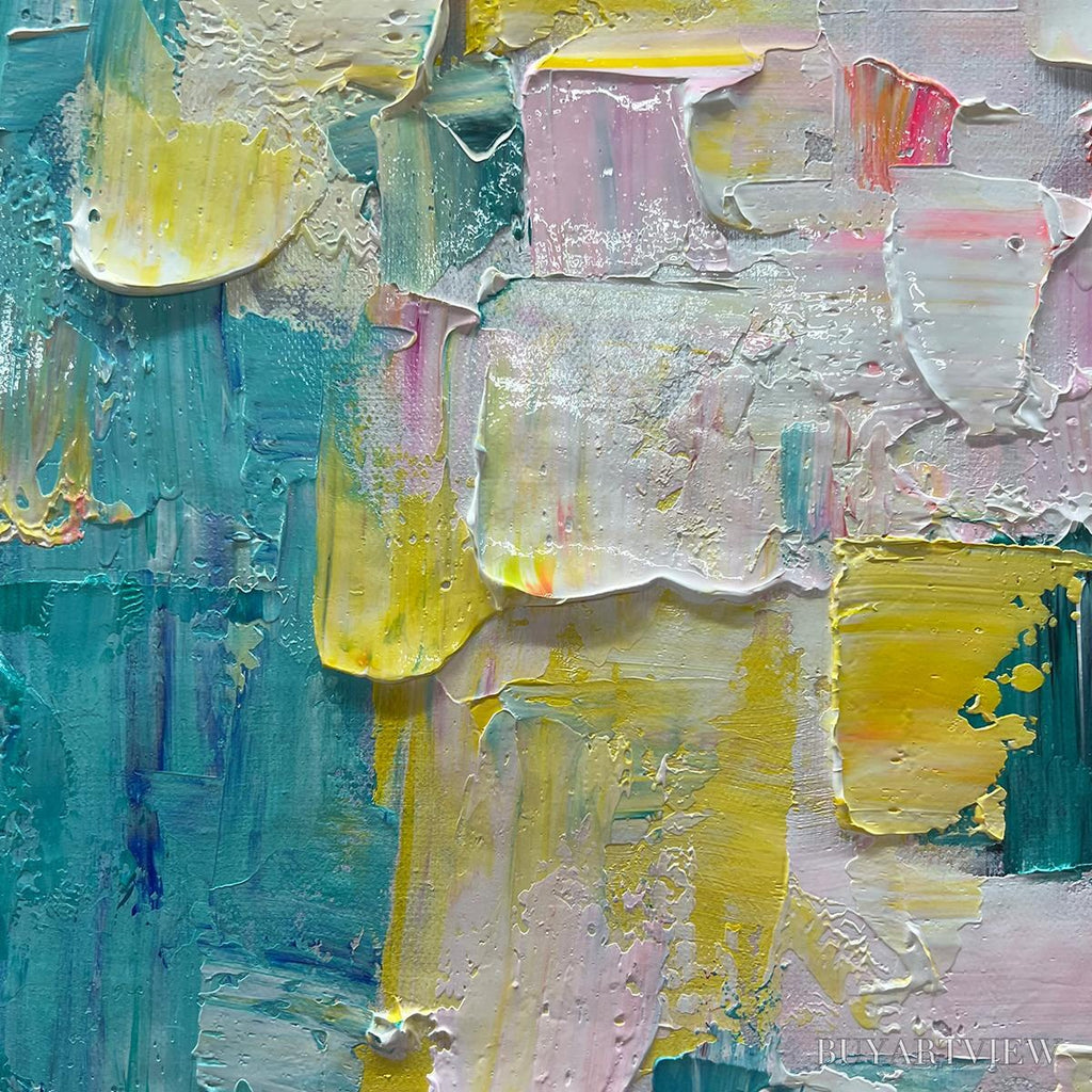ARTOVITAS Pixel Rainbow – Colorful Abstract Impasto Oil Painting - image 3