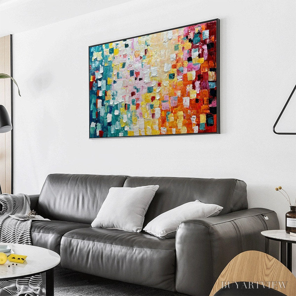 ARTOVITAS Pixel Rainbow – Colorful Abstract Impasto Oil Painting - image 4