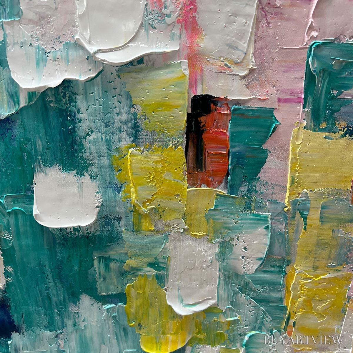 ARTOVITAS Pixel Rainbow – Colorful Abstract Impasto Oil Painting - image 5
