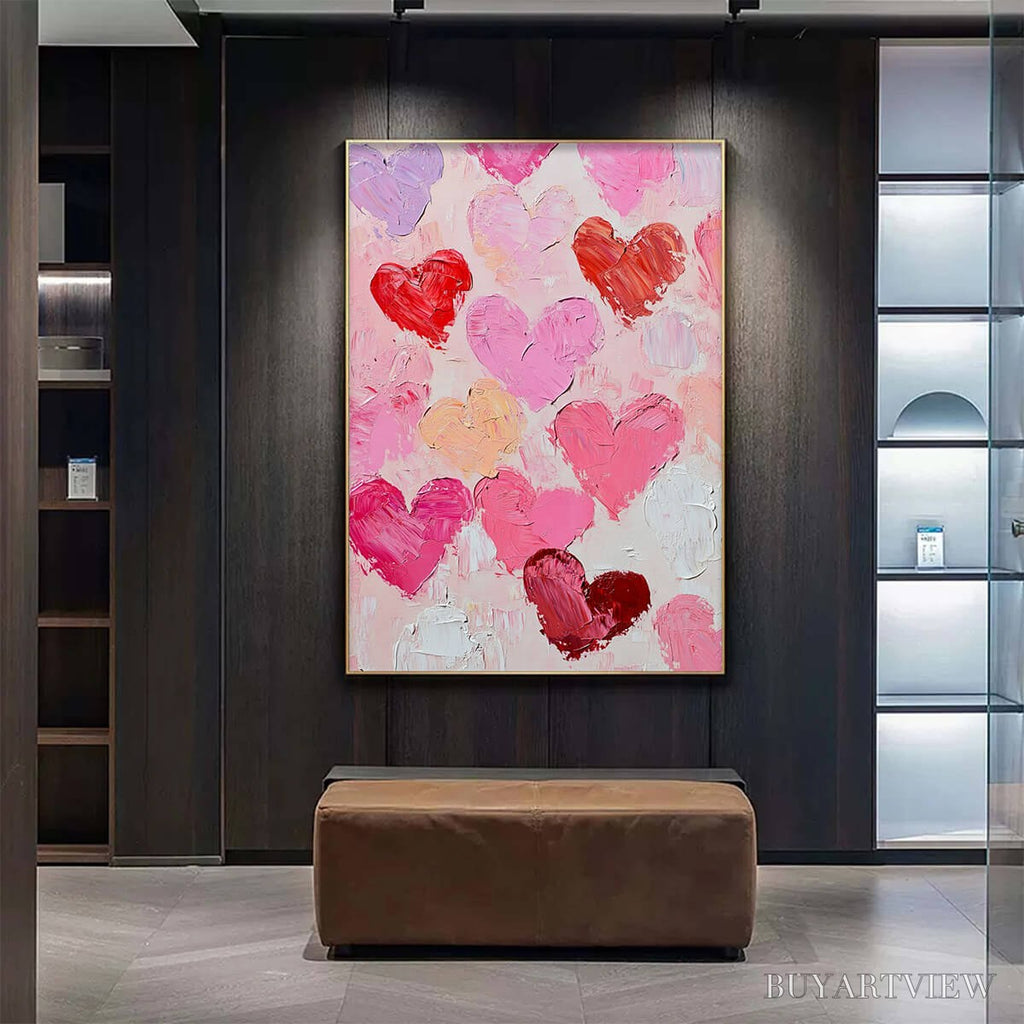 ARTOVITAS Fluttering Hearts – Colorful Impasto Abstract Oil Painting of Hearts - image 2