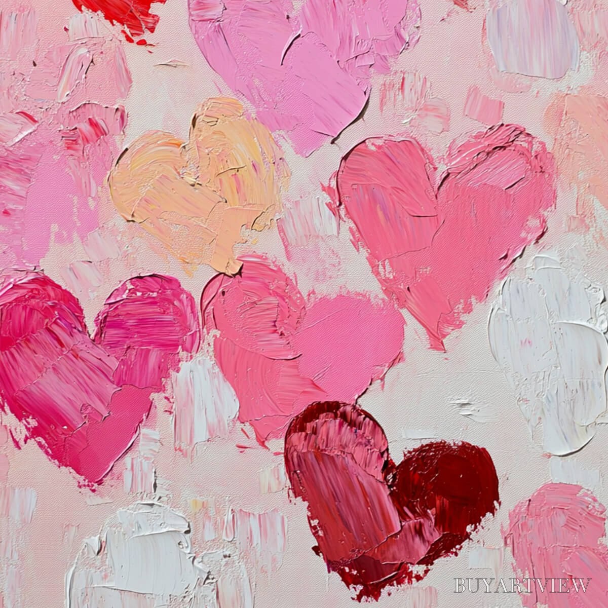 ARTOVITAS Fluttering Hearts – Colorful Impasto Abstract Oil Painting of Hearts - image 6