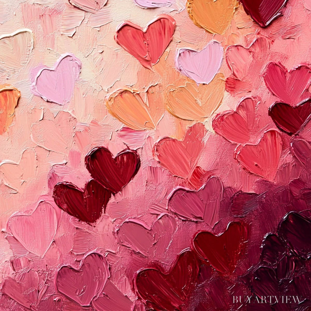 ARTOVITAS Heartscape – Textured Impasto Abstract Oil Painting in Pink and Red - image 5