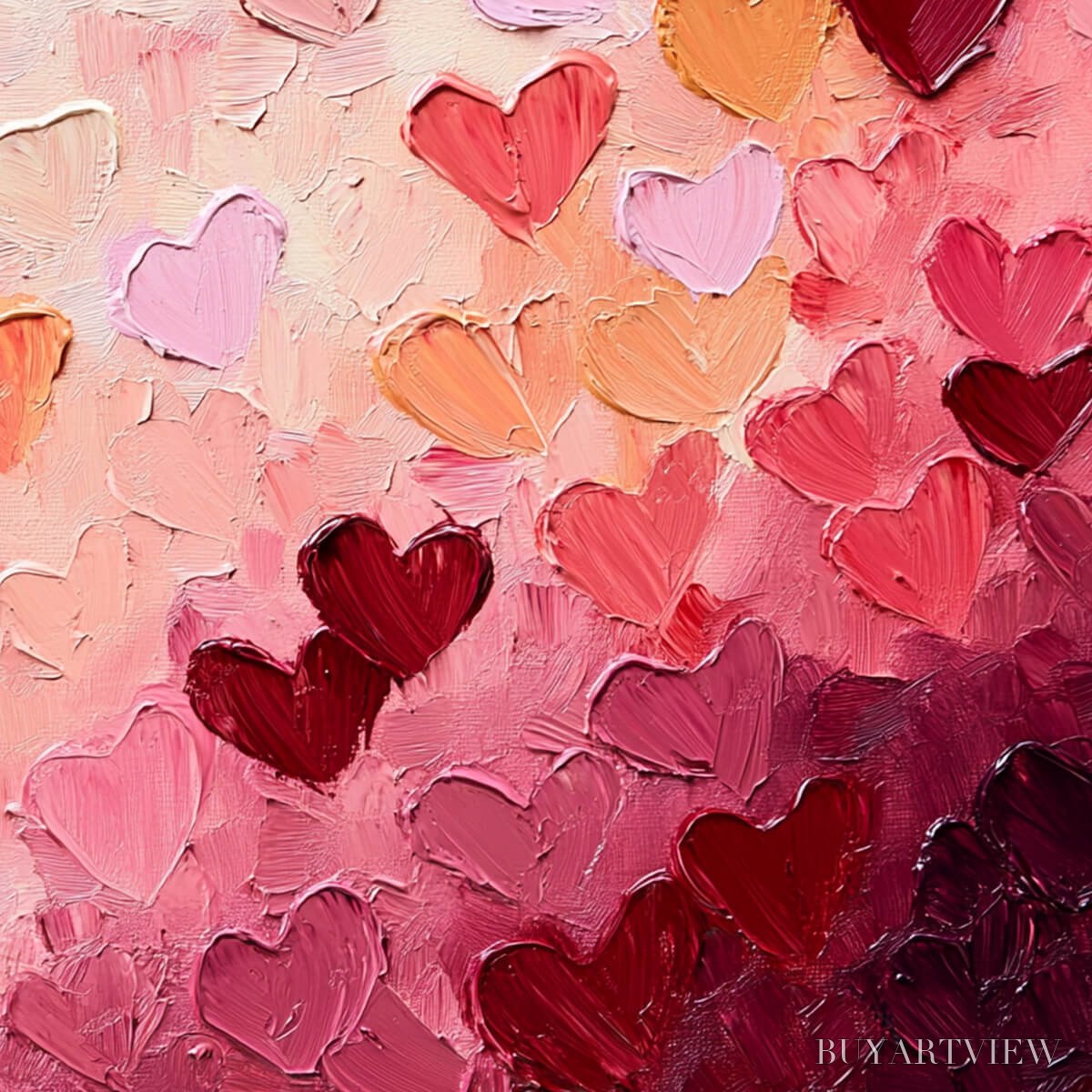 ARTOVITAS Heartscape – Textured Impasto Abstract Oil Painting in Pink and Red - image 5