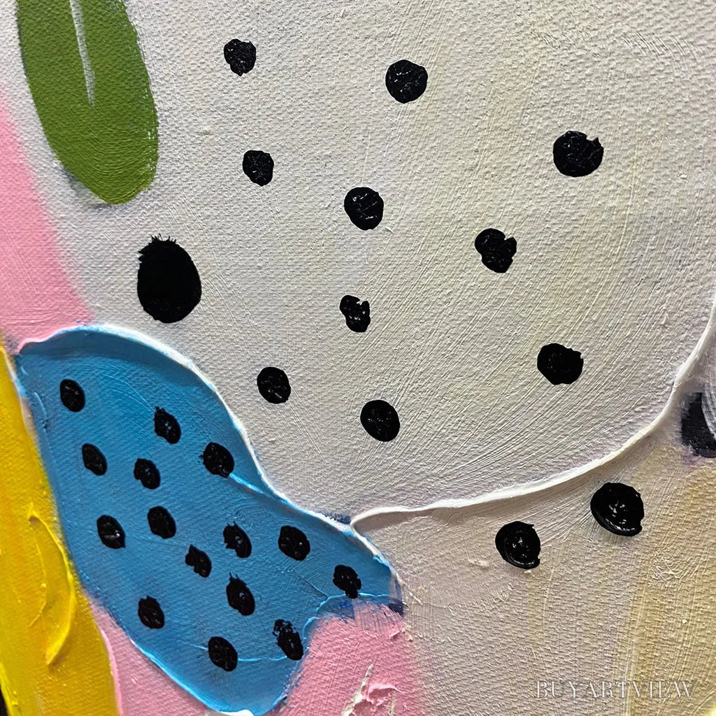 ARTOVITAS Confetti Dreams – Vertical Abstract Painting in Vibrant Pink and Multicolor - image 5