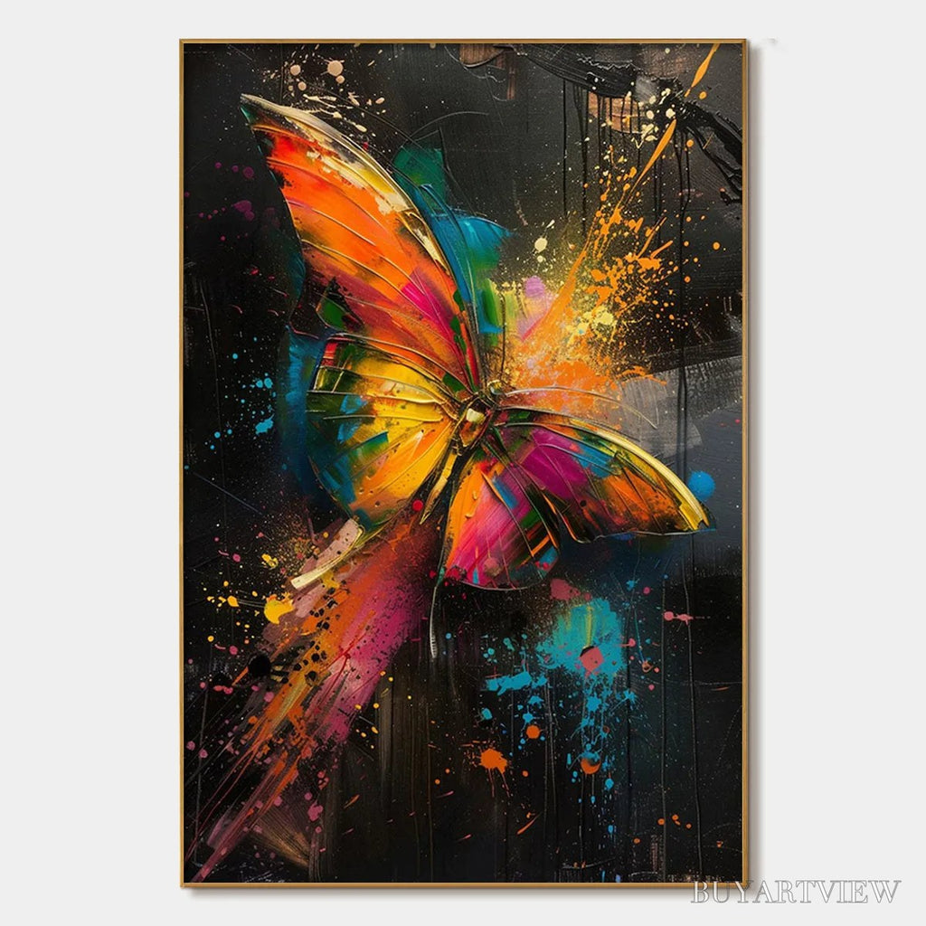 ARTOVITAS Butterfly Nebula – Colorful Butterfly Oil Painting on Canvas - image 1