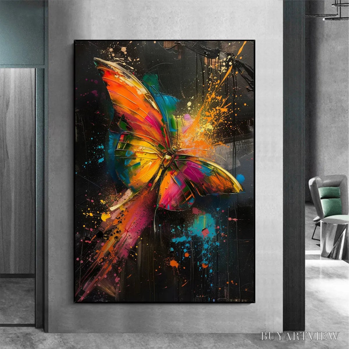 ARTOVITAS Butterfly Nebula – Colorful Butterfly Oil Painting on Canvas - image 2