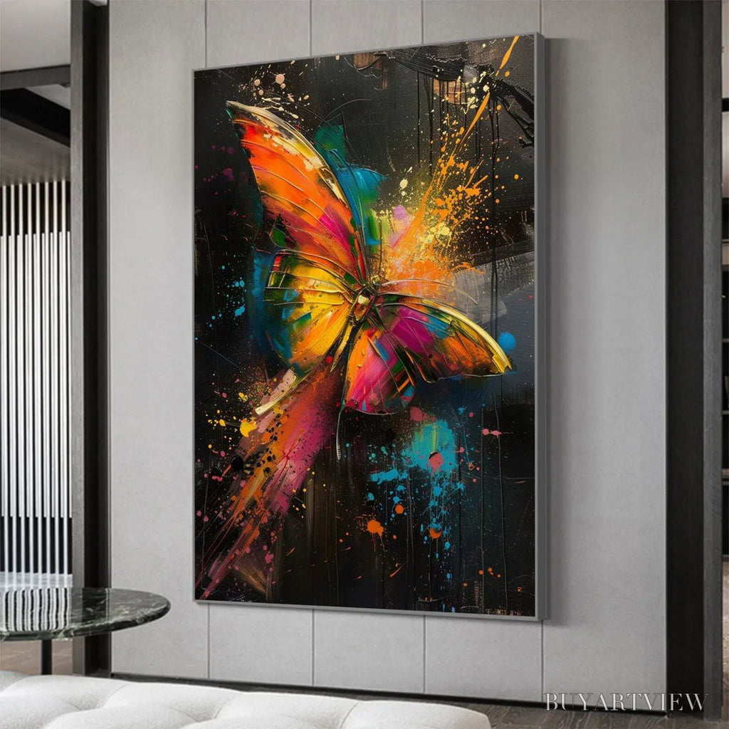 ARTOVITAS Butterfly Nebula – Colorful Butterfly Oil Painting on Canvas - image 4