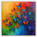 ARTOVITAS Butterfly Rainbow – Square Colorful Butterfly Oil Painting on Canvas - image 1