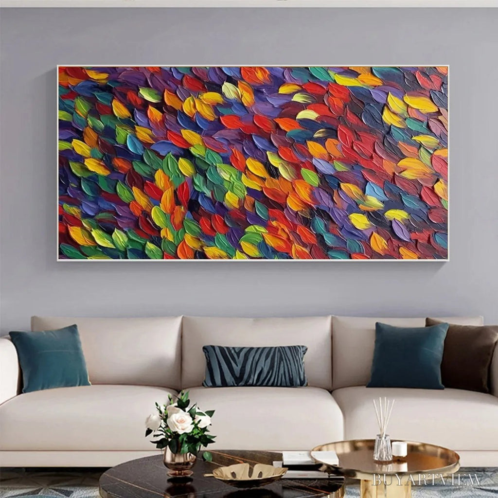 ARTOVITAS Spectrum Rain – Colorful Abstract Impasto Oil Painting on Canvas - image 2