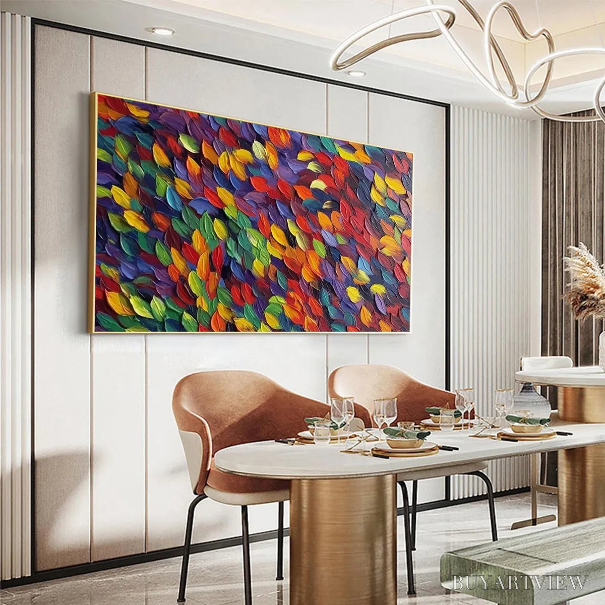 ARTOVITAS Spectrum Rain – Colorful Abstract Impasto Oil Painting on Canvas - image 3