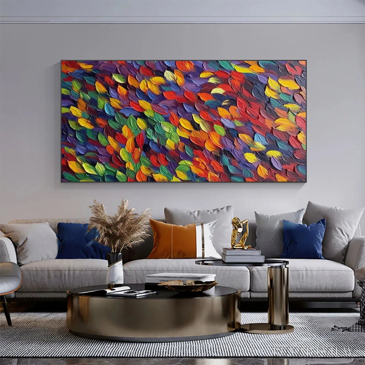 ARTOVITAS Spectrum Rain – Colorful Abstract Impasto Oil Painting on Canvas - image 4