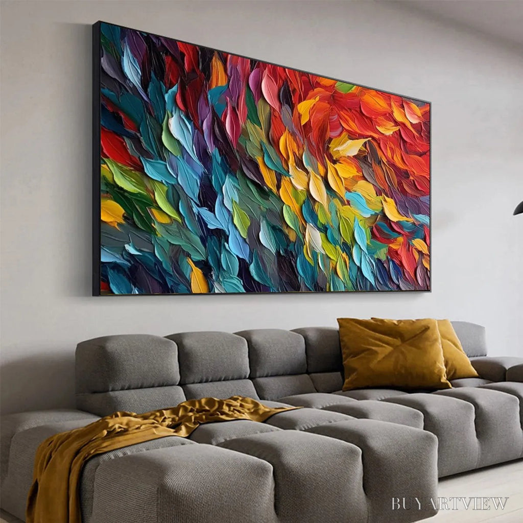 ARTOVITAS Chroma Whispers – Colorful Abstract Impasto Oil Painting on Canvas - image 4