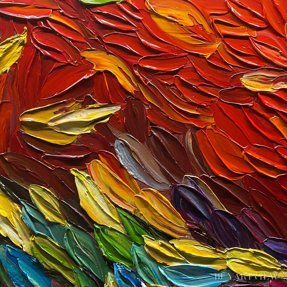 ARTOVITAS Chroma Whispers – Colorful Abstract Impasto Oil Painting on Canvas - image 5