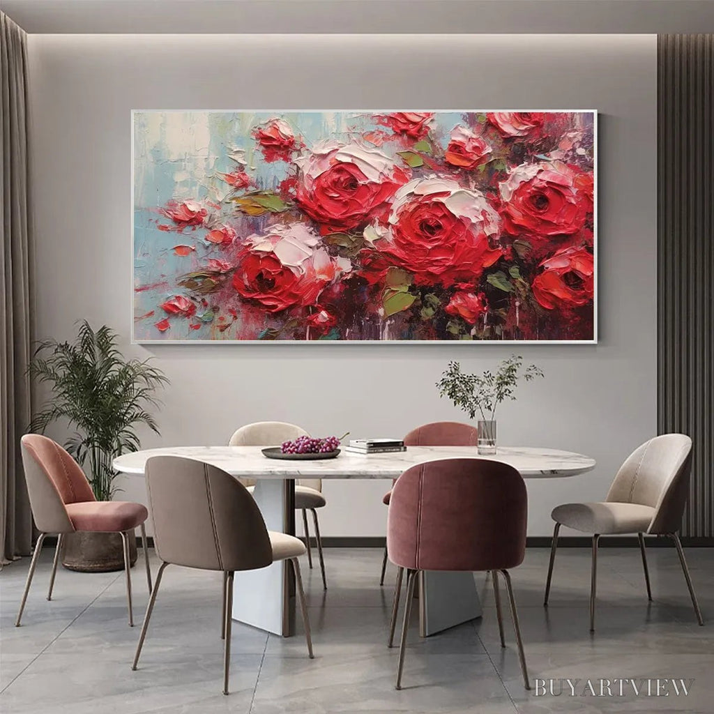 ARTOVITAS Crimson Rhapsody – Impasto Red Rose Painting - image 2
