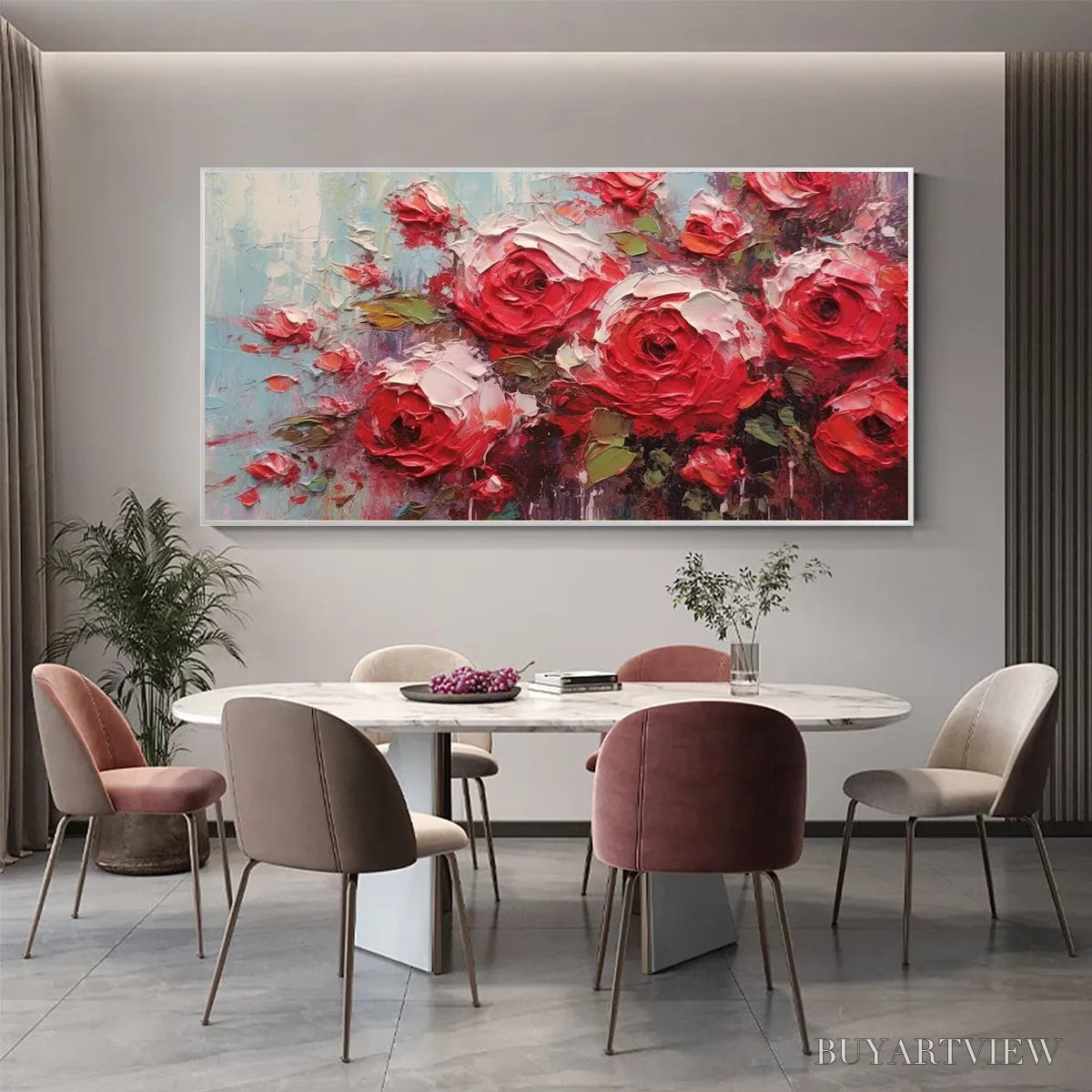 ARTOVITAS Crimson Rhapsody – Impasto Red Rose Painting - image 2