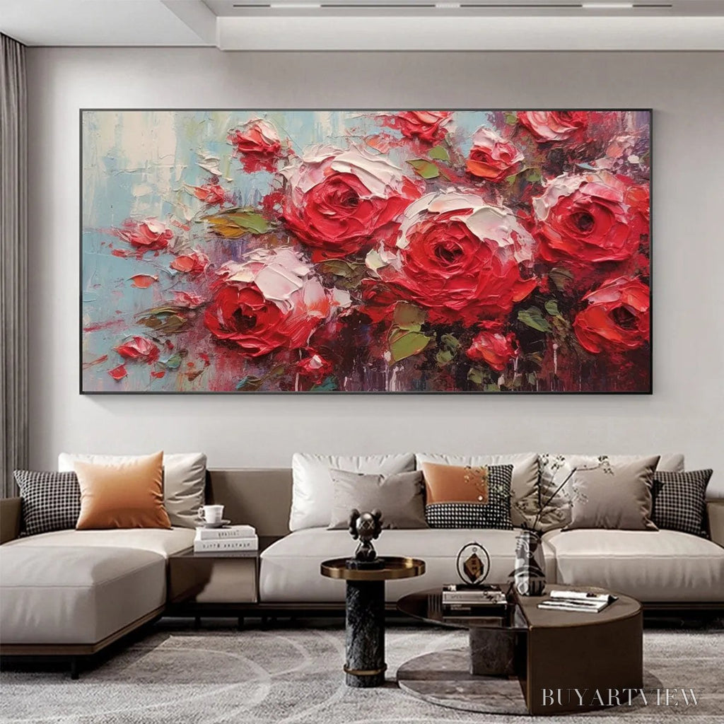 ARTOVITAS Crimson Rhapsody – Impasto Red Rose Painting - image 6