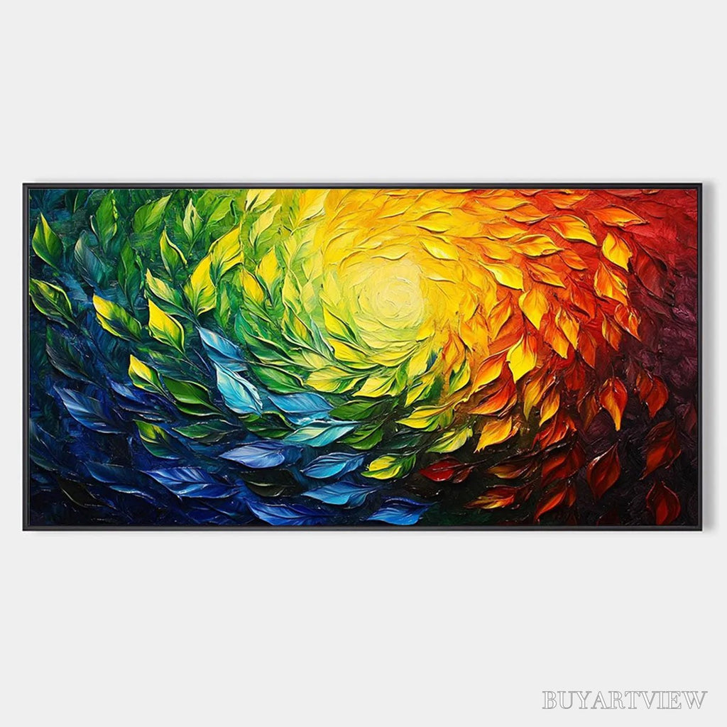 ARTOVITAS Chroma Spin – Impasto Abstract Oil Painting in Vibrant Rainbow Colors - image 1