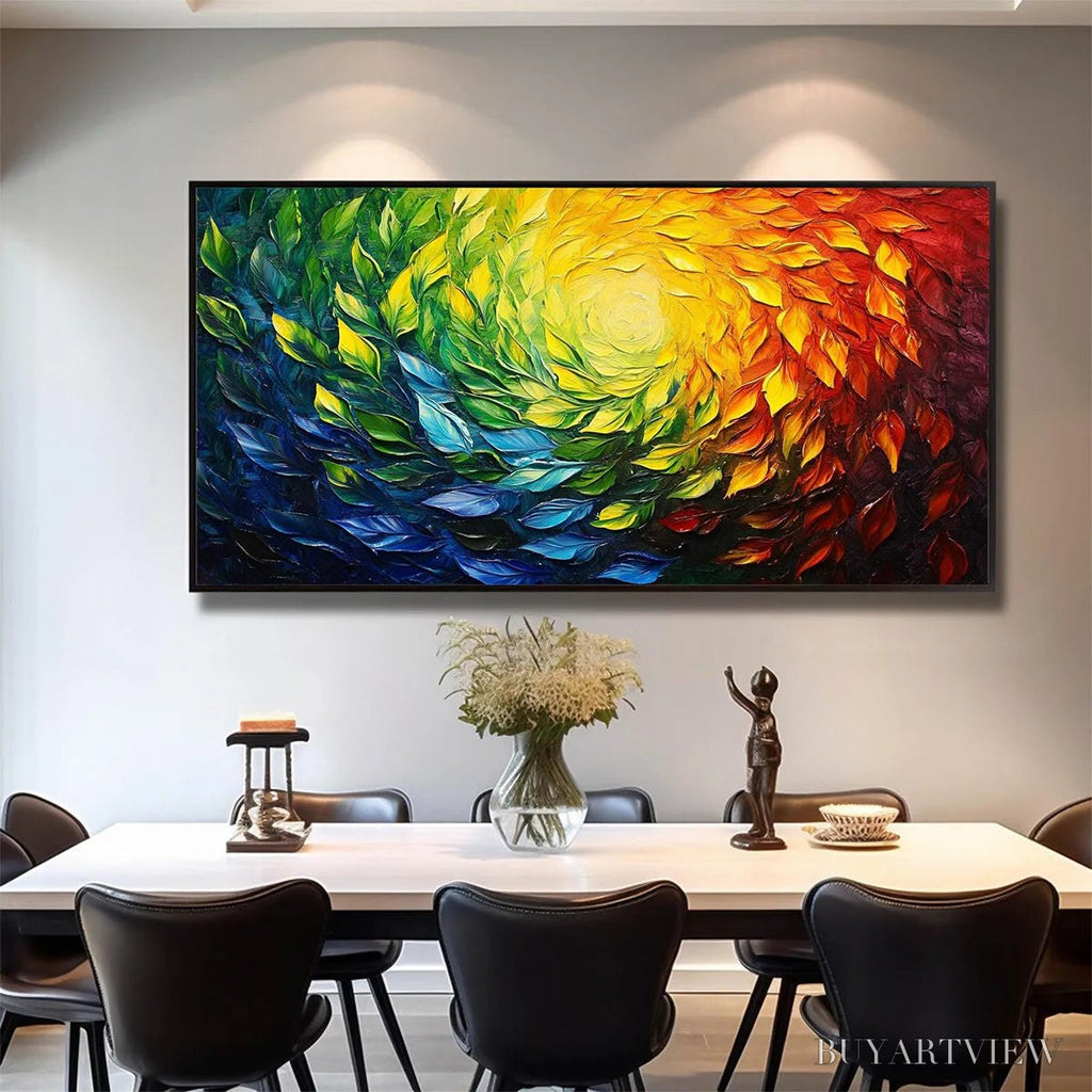 ARTOVITAS Chroma Spin – Impasto Abstract Oil Painting in Vibrant Rainbow Colors - image 2