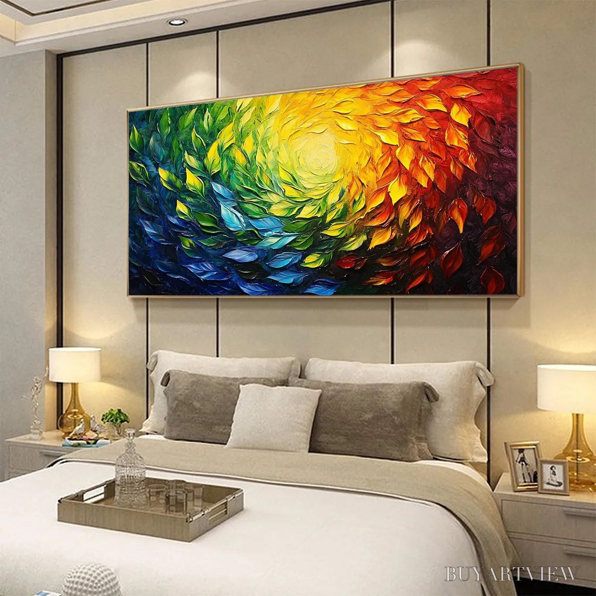 ARTOVITAS Chroma Spin – Impasto Abstract Oil Painting in Vibrant Rainbow Colors - image 5