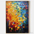 ARTOVITAS Rainbow Drops – Vertical Abstract Painting with Colorful Circles, Textured Impasto, Modern - image 1