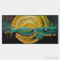 ARTOVITAS Abstract Sunburst Oil Painting - Gold and Green Art - image 1