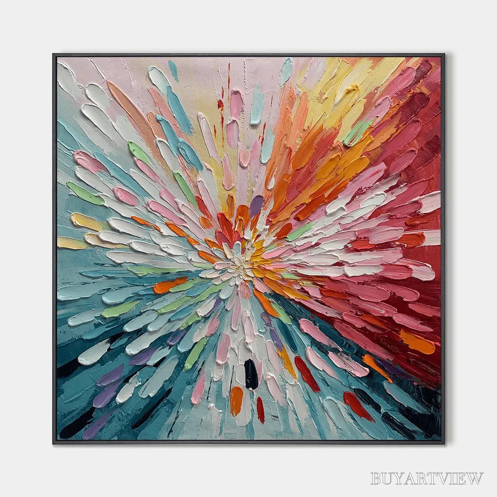 ARTOVITAS Colorful Abstract Burst Oil Painting - Modern Art - image 1