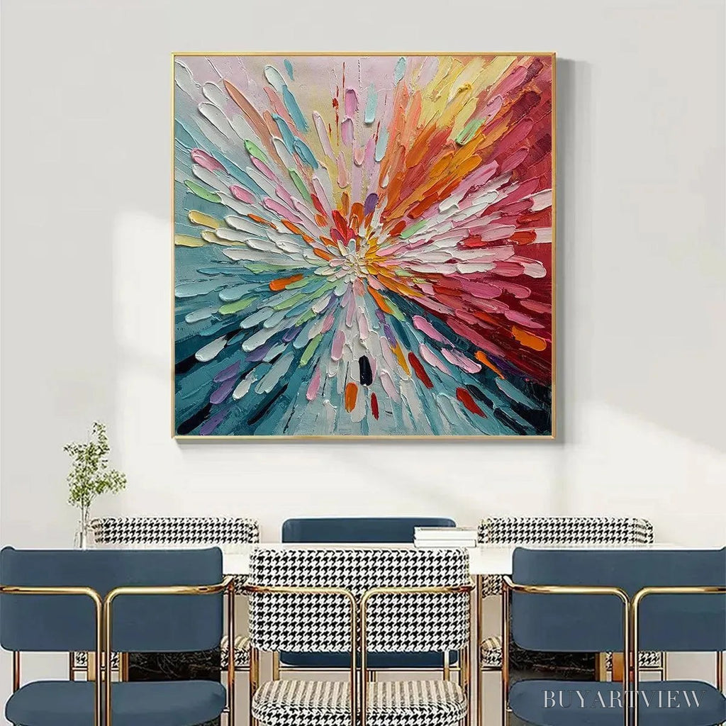 ARTOVITAS Colorful Abstract Burst Oil Painting - Modern Art - image 2