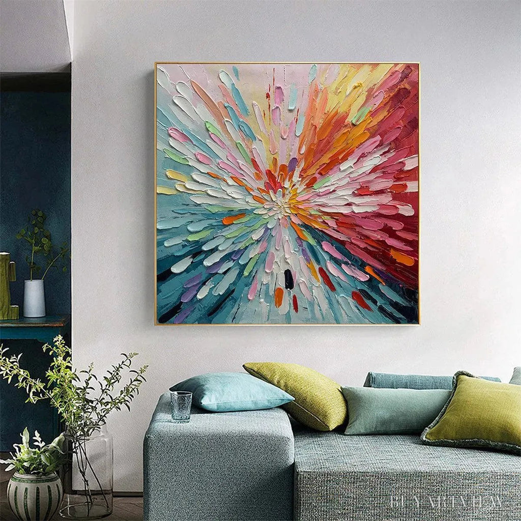 ARTOVITAS Colorful Abstract Burst Oil Painting - Modern Art - image 4