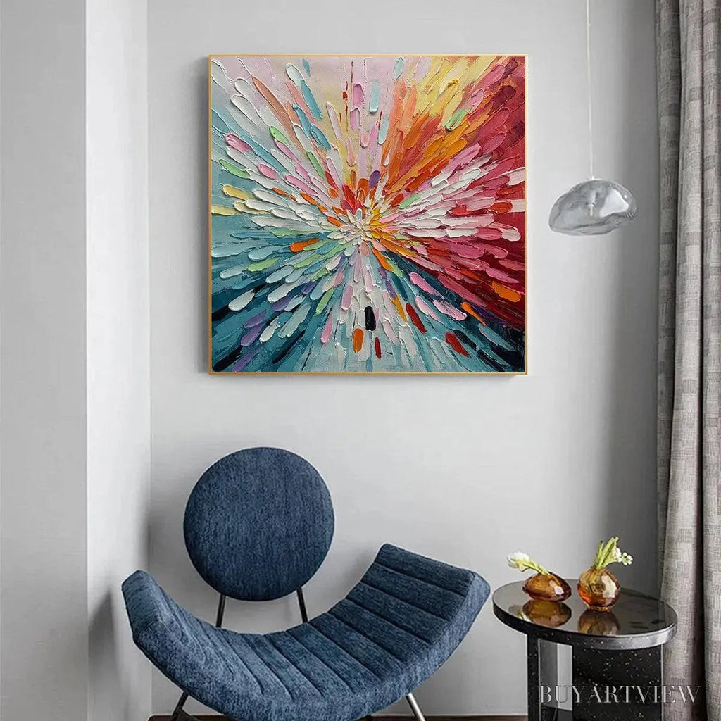 ARTOVITAS Colorful Abstract Burst Oil Painting - Modern Art - image 5