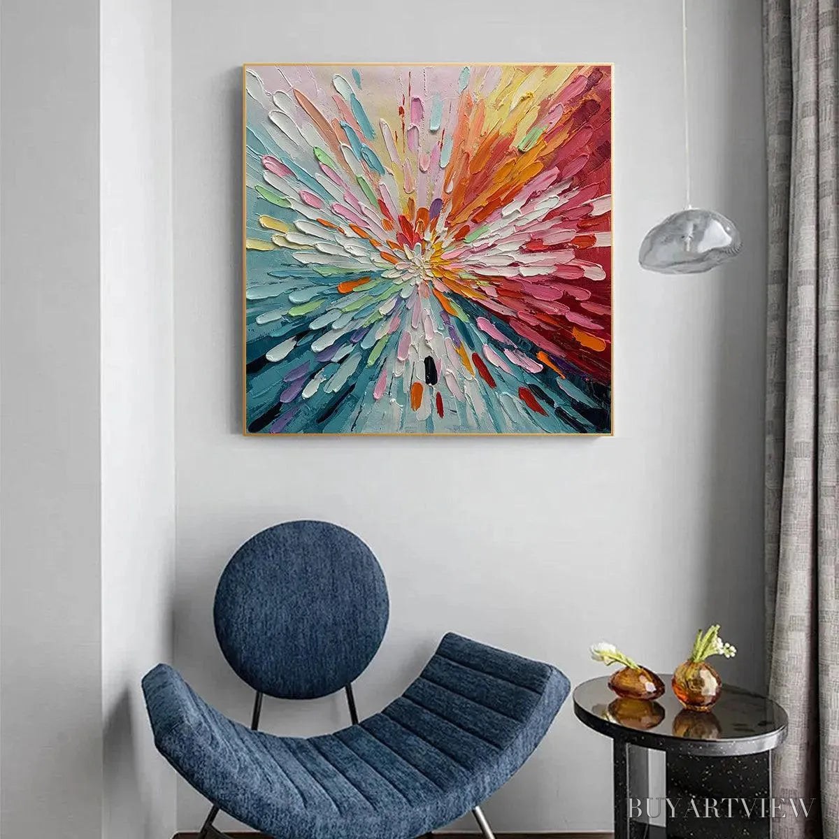 ARTOVITAS Colorful Abstract Burst Oil Painting - Modern Art - image 5