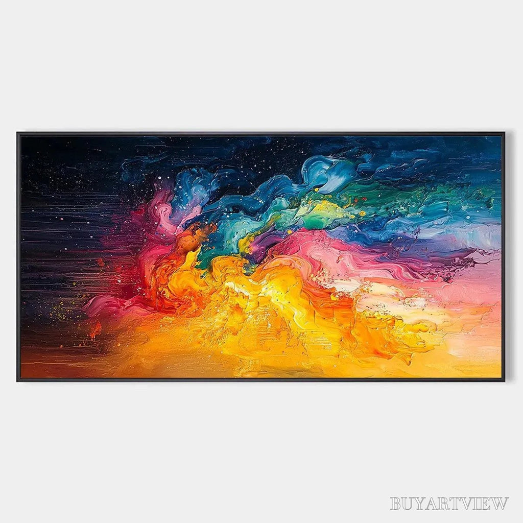 ARTOVITAS Chroma Nova – Panoramic Abstract Rainbow Oil Painting - image 1