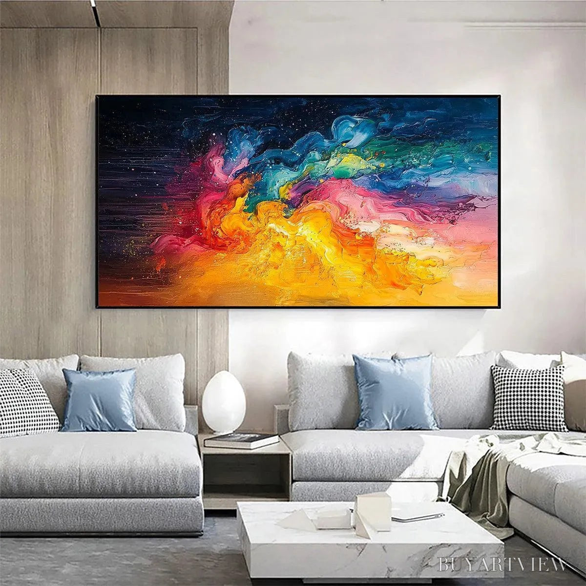 ARTOVITAS Chroma Nova – Panoramic Abstract Rainbow Oil Painting - image 2