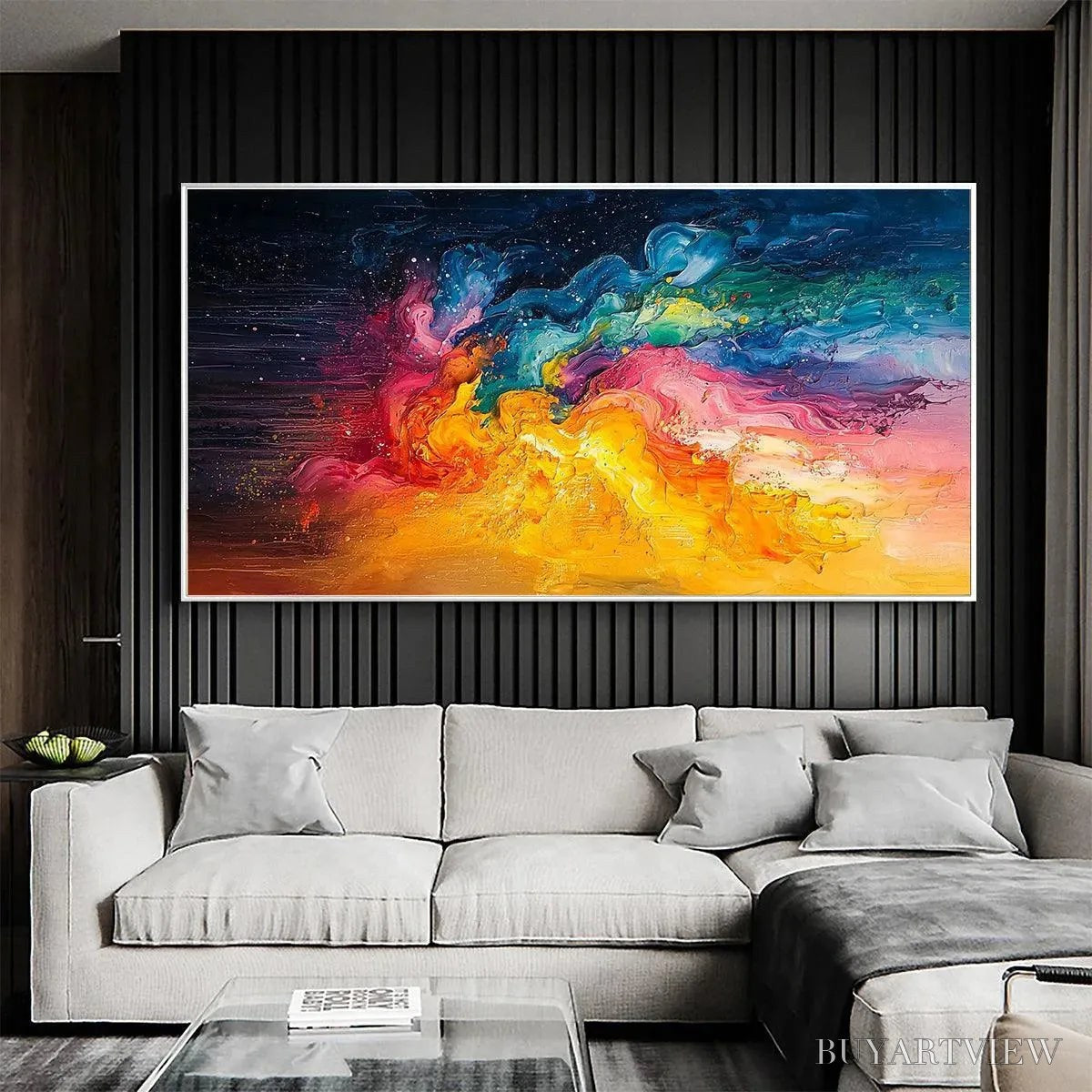 ARTOVITAS Chroma Nova – Panoramic Abstract Rainbow Oil Painting - image 4