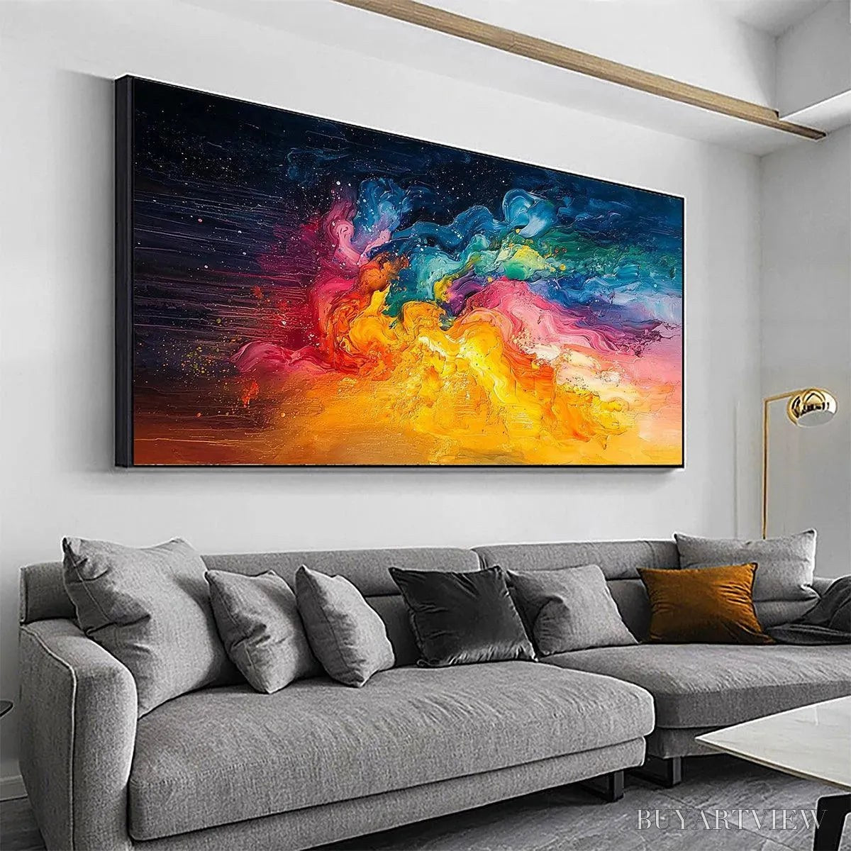ARTOVITAS Chroma Nova – Panoramic Abstract Rainbow Oil Painting - image 5