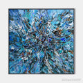 ARTOVITAS Azure Exploration – Abstract Blue and Black Oil Painting - image 1