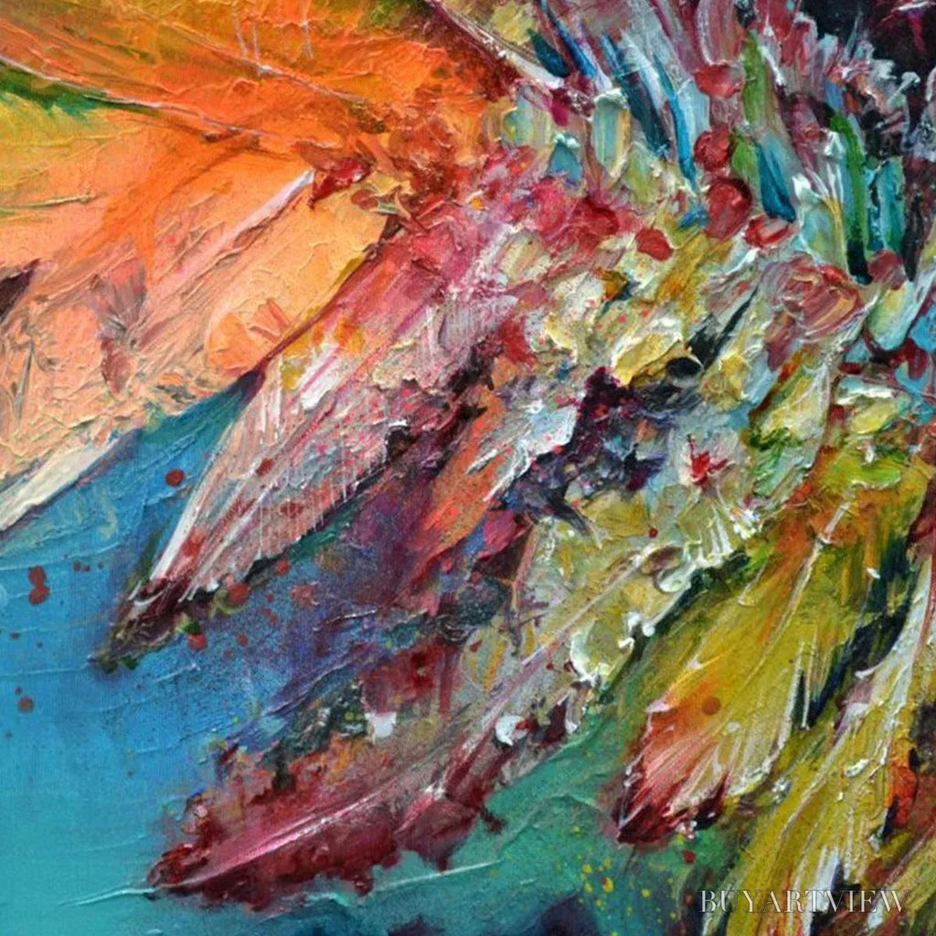 ARTOVITAS Plumage Fire – Vibrant Abstract Feather Oil Painting - image 3