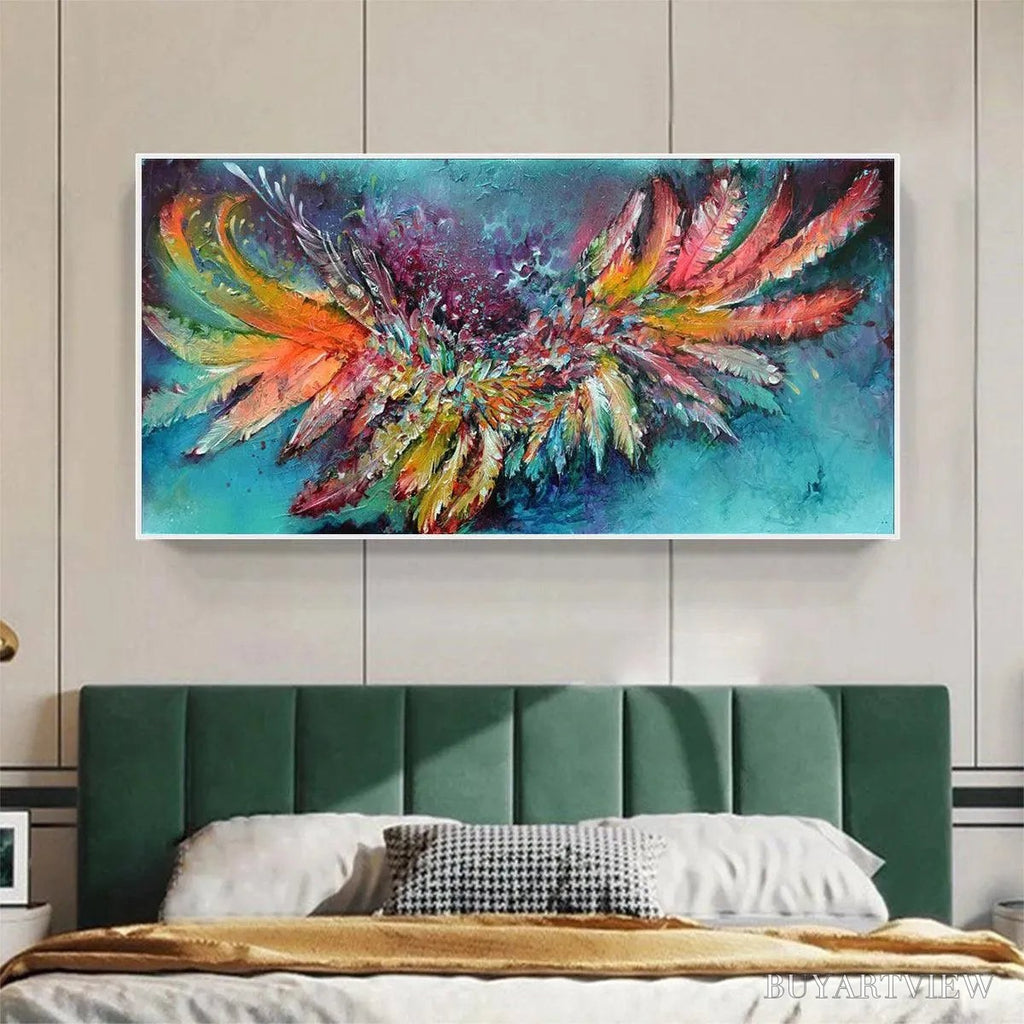 ARTOVITAS Plumage Fire – Vibrant Abstract Feather Oil Painting - image 6