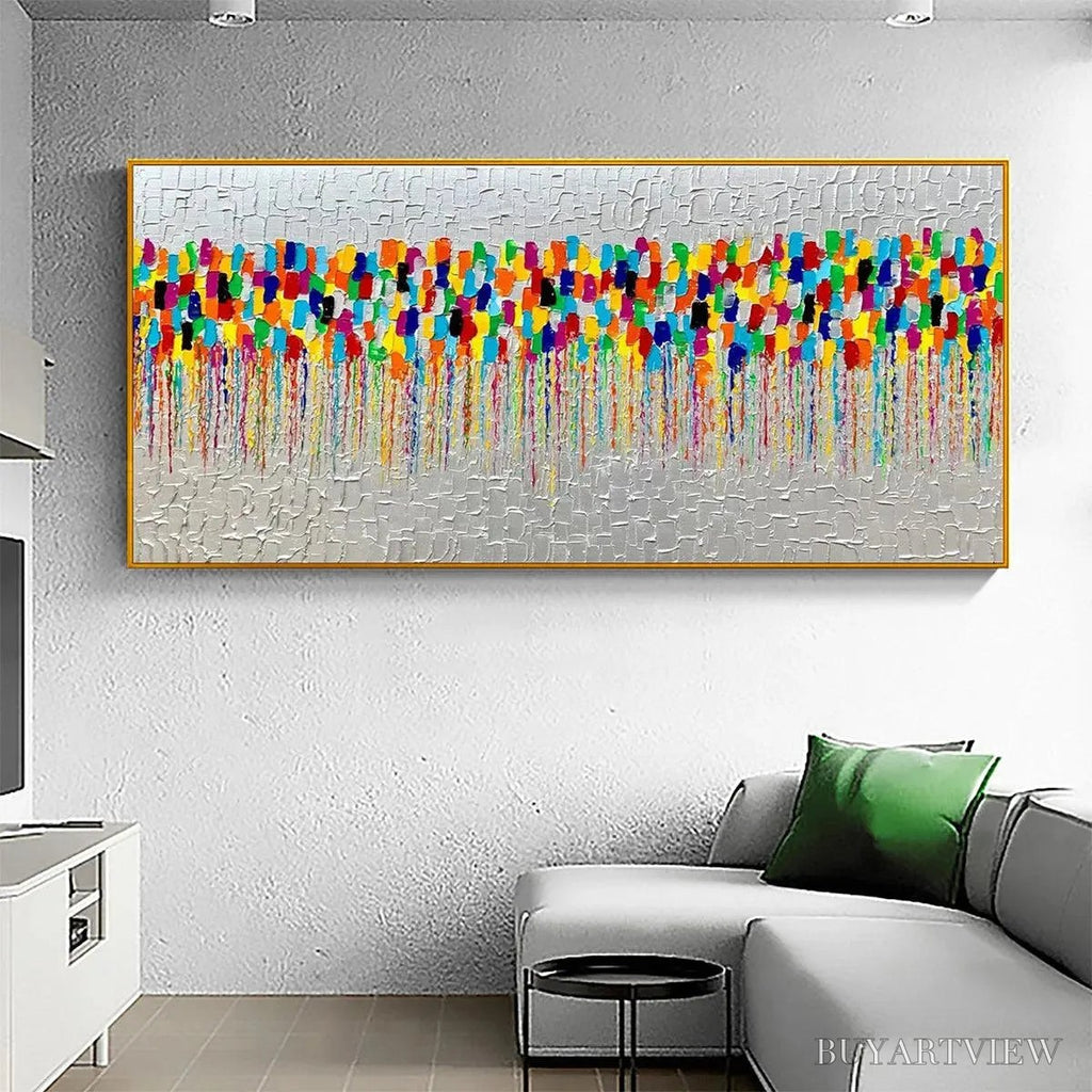 ARTOVITAS Colorfall – Vibrant Abstract Oil Painting on Silver Leaf - image 2