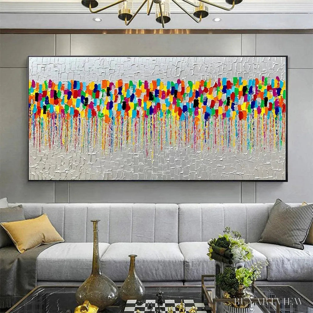 ARTOVITAS Colorfall – Vibrant Abstract Oil Painting on Silver Leaf - image 5