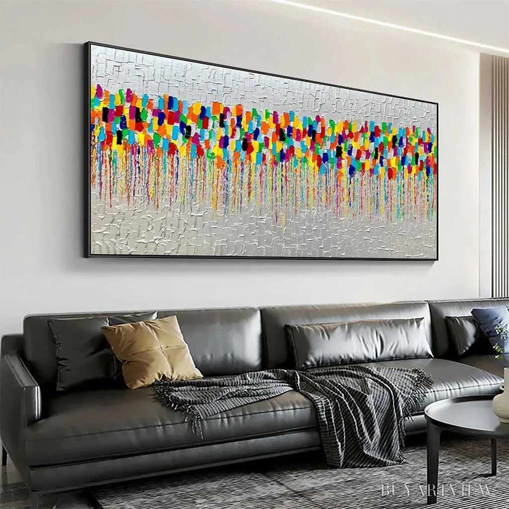 ARTOVITAS Colorfall – Vibrant Abstract Oil Painting on Silver Leaf - image 6