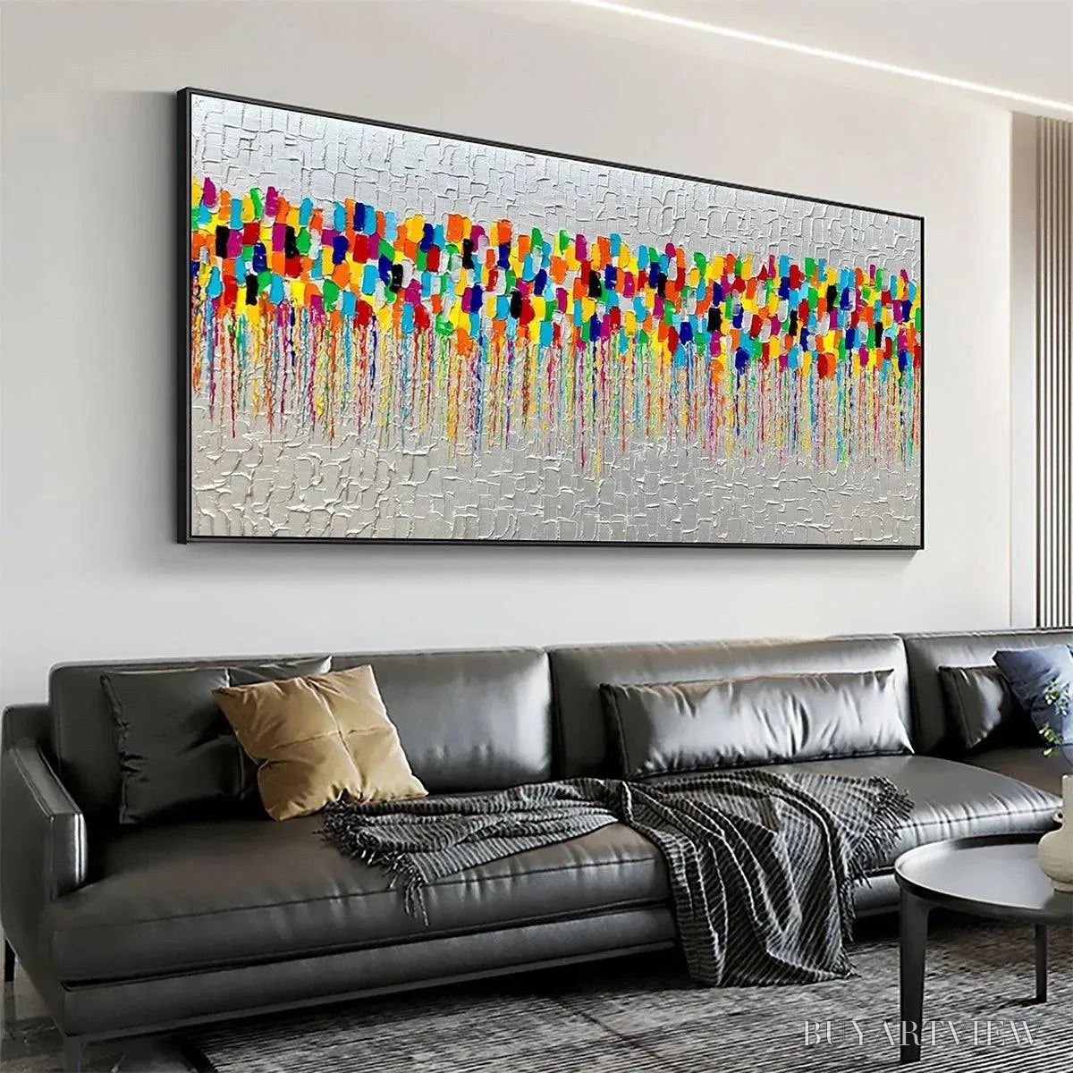 ARTOVITAS Colorfall – Vibrant Abstract Oil Painting on Silver Leaf - image 6