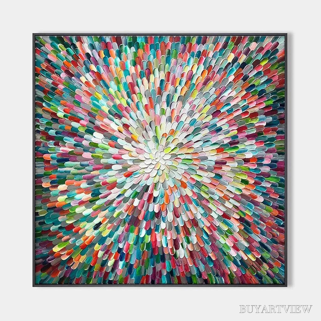 ARTOVITAS Radiant Bloom – Colorful Abstract Impasto Oil Painting - image 1